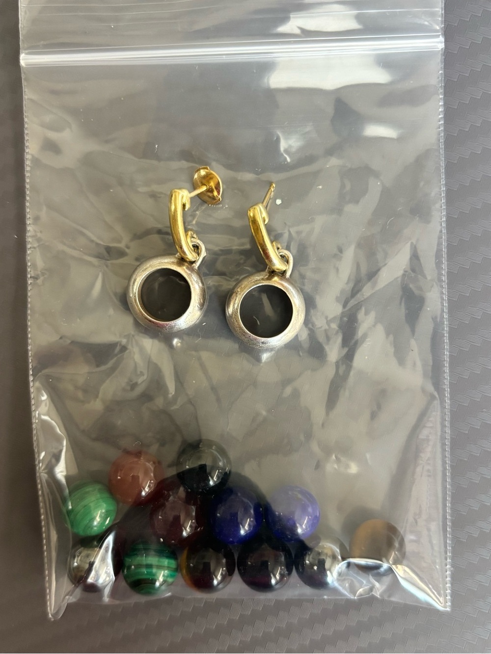 Vintage Orbis 14K Gold & Sterling Silver Interchangeable Drop Earrings Set